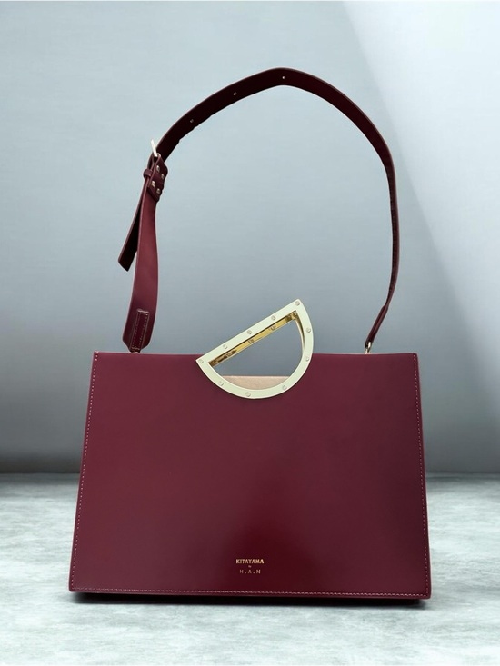 Kitayama Handbags - KITAYAMA x H.A.N Triton Burgundy Architectural Leather Tote Bag